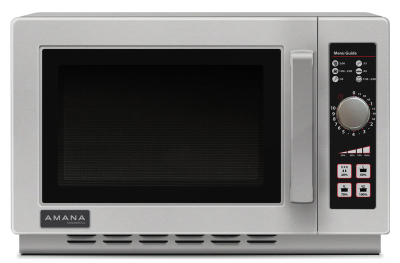 Amana RCS10DSE 1000W Commercial Microwave, 1.2 cu ft, Dial Timer, Medium Volume