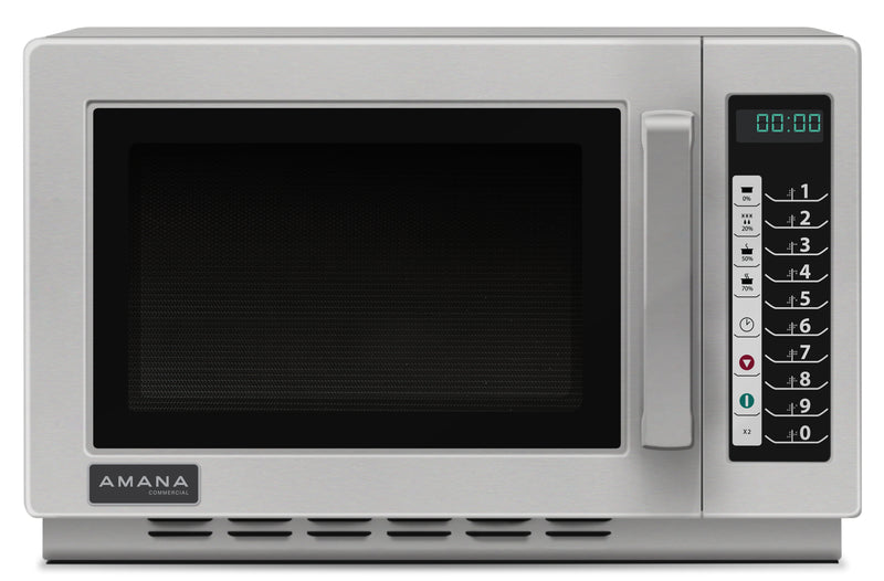 Amana RCS10TS 1000W Commercial Microwave, 1.2 cu ft, Touchpad, 100 Memory, Braille