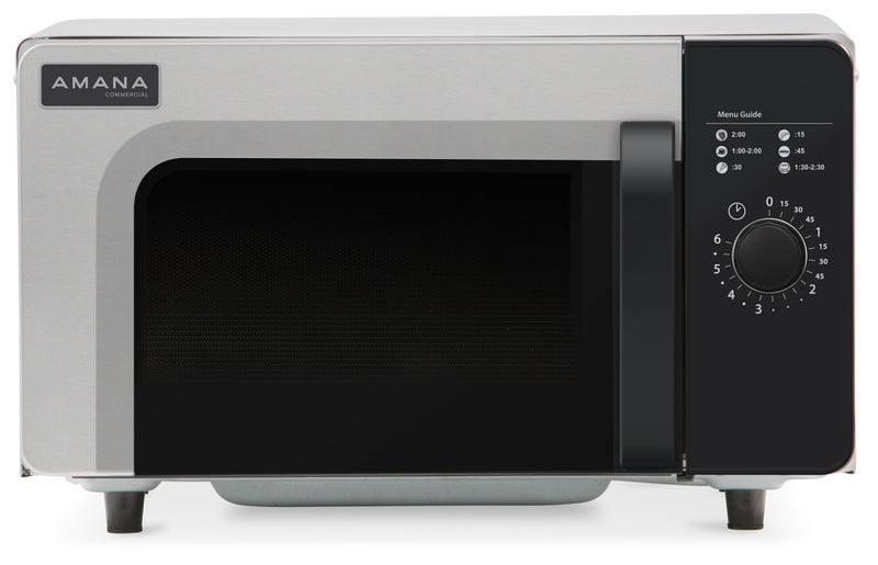 Amana RMS10DSA 1000W Commercial Microwave, 0.8 cu ft, Dial Timer, Low Volume