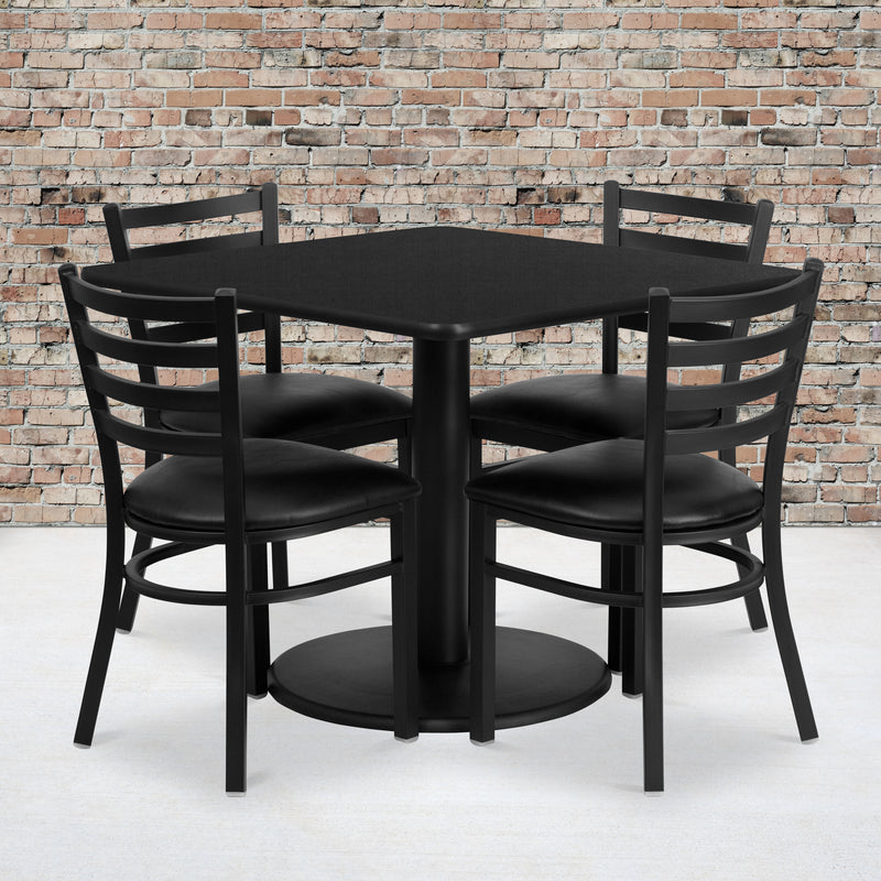 36SQ BK Table-BK VYL Seat