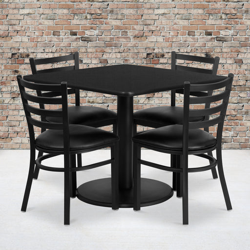 36SQ BK Table-BK VYL Seat