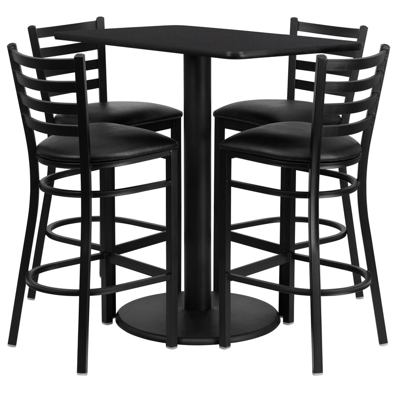 24x42 BK Bar Table-BK VYL Seat