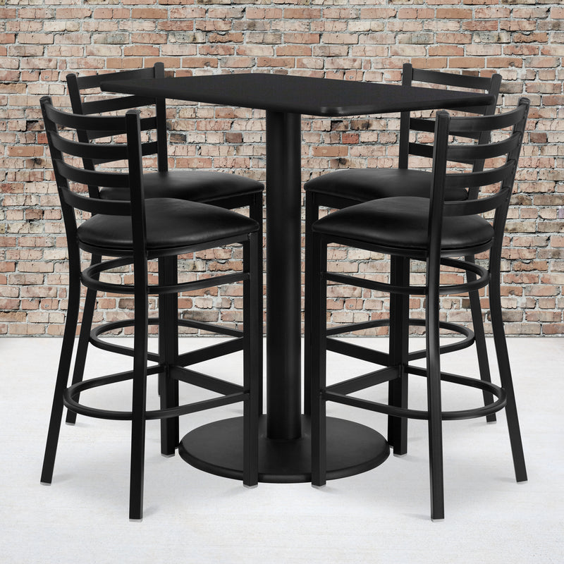 24x42 BK Bar Table-BK VYL Seat
