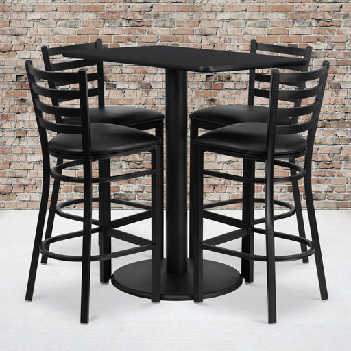 24x42 BK Bar Table-BK VYL Seat