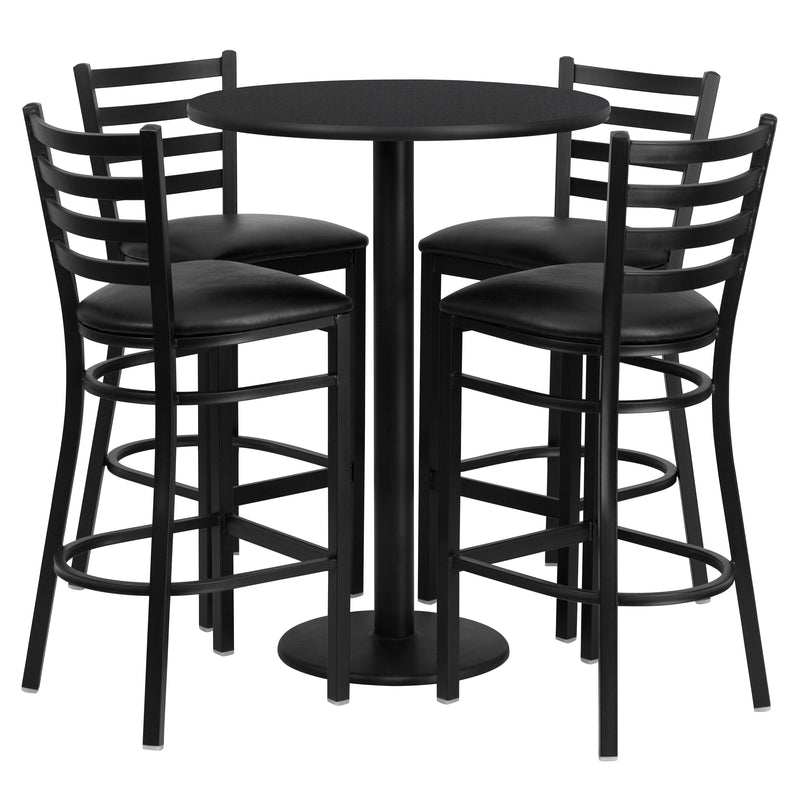 30RD BK Bar Table-BK VYL Seat