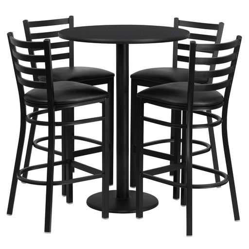 30RD BK Bar Table-BK VYL Seat