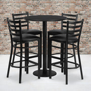 30RD BK Bar Table-BK VYL Seat