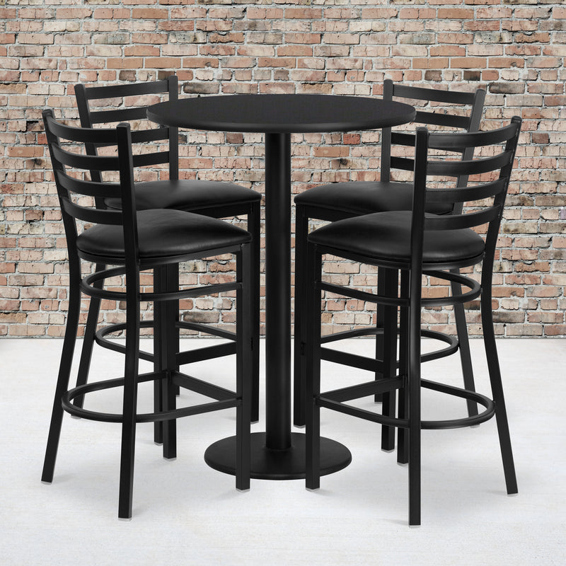 30RD BK Bar Table-BK VYL Seat