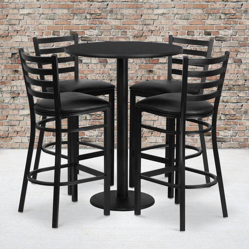 30RD BK Bar Table-BK VYL Seat