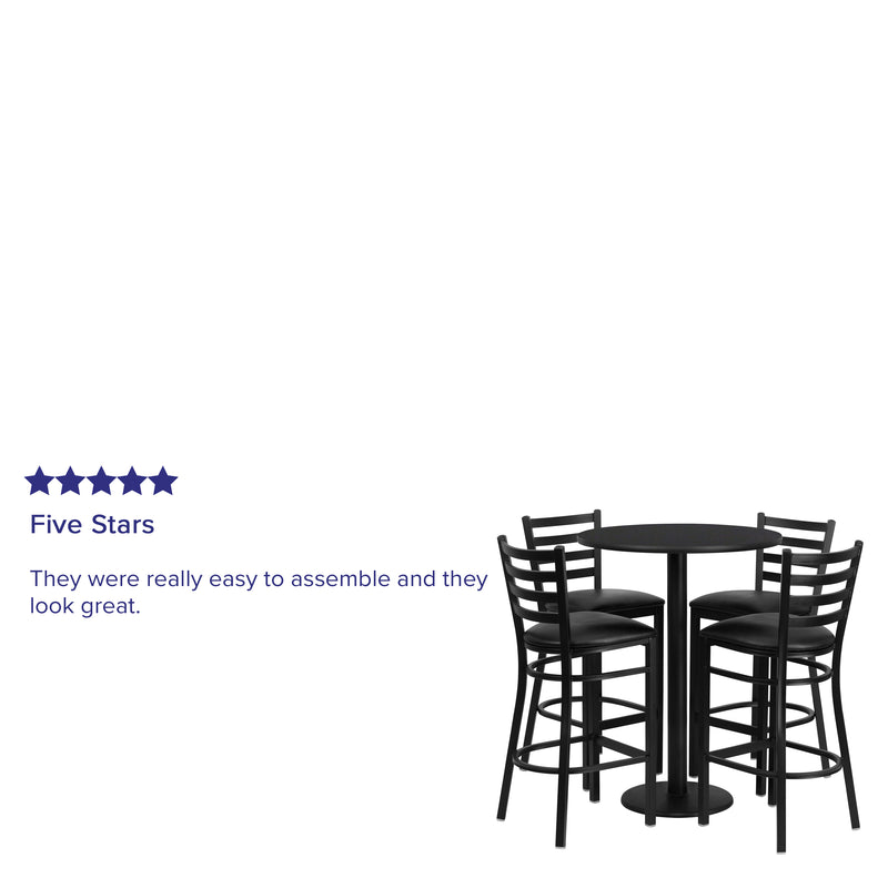 30RD BK Bar Table-BK VYL Seat