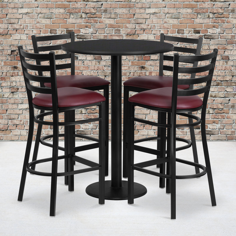 30RD BK Bar Table-BG VYL Seat