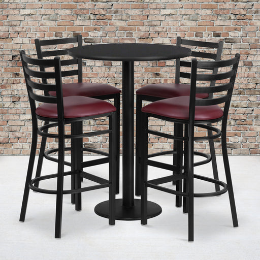 30RD BK Bar Table-BG VYL Seat