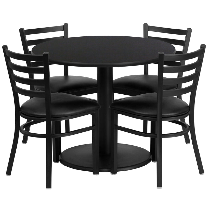 36RD BK Table-BK VYL Seat