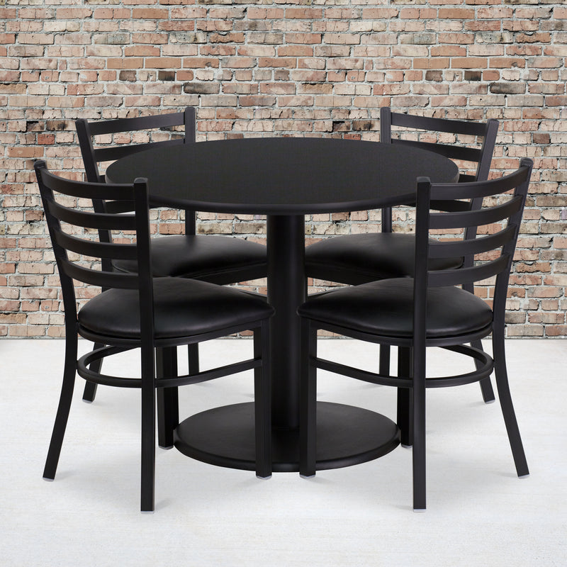 36RD BK Table-BK VYL Seat