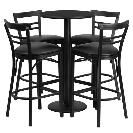 24RD BK Bar Table-BK VYL Seat