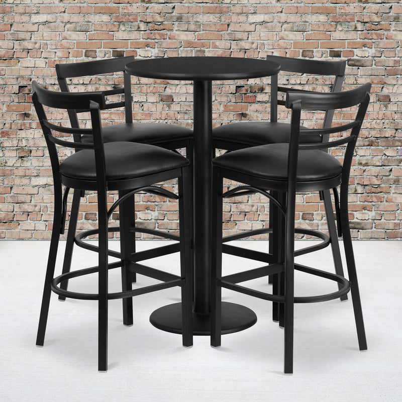 24RD BK Bar Table-BK VYL Seat