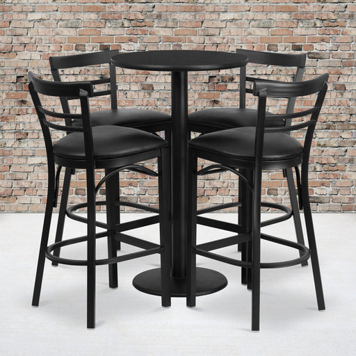 24RD BK Bar Table-BK VYL Seat