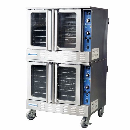 Standard Range SR-COE-DBL-208 double deck electric convection oven on casters with four dual-pane thermal glass doors