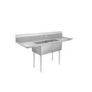 Restaurant 2-Compartment Sink with Dual 18" Drainboards 