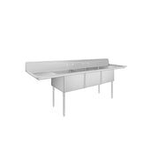 3-Compartment Sink 90"W with Dual 18" Drainboards