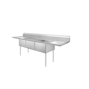 3-Compartment Sink 90"W with Dual 18" Drainboards