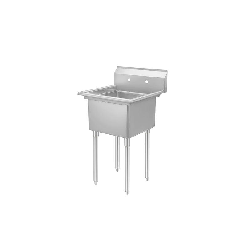 Restaurant 1-Compartment Sink with 24" Bowl, No Drainboards - 29" Type 304 Stainless Steel - Will Call Pickup at 11 US Warehouses