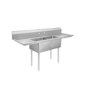 2-Compartment Sink 96"W with Dual 24" Drainboards