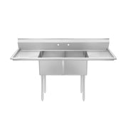 2-Compartment Sink 96"W with Dual 24" Drainboards