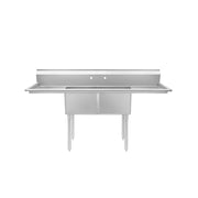 2-Compartment Sink 96"W with Dual 24" Drainboards