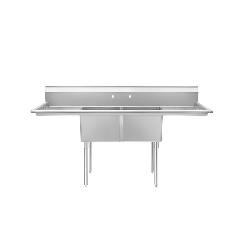 2-Compartment Sink 96"W with Dual 24" Drainboards