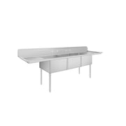 3-Compartment Sink 120"W with Dual 24" Drainboards