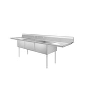 3-Compartment Sink 120"W with Dual 24" Drainboards