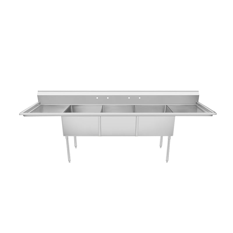 3-Compartment Sink 120"W with Dual 24" Drainboards