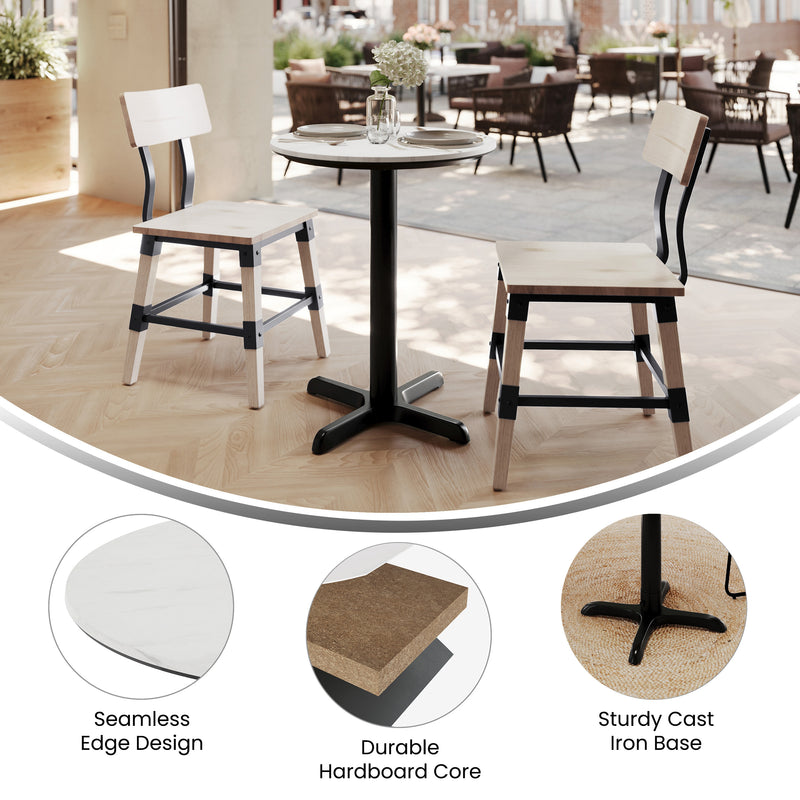 White 24" RD Tabletop-X Base