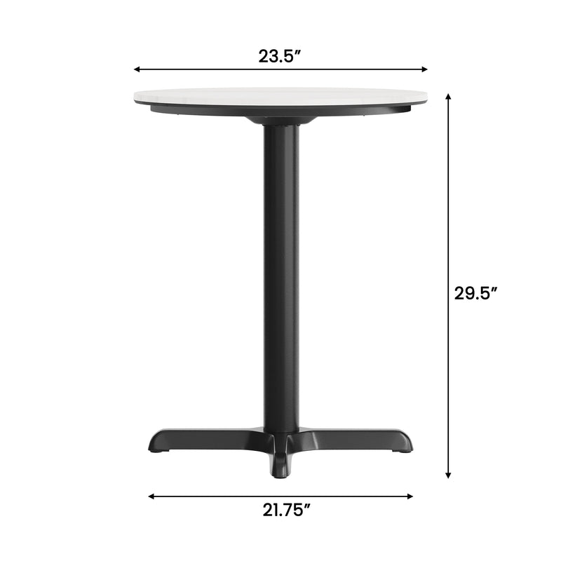 White 24" RD Tabletop-X Base