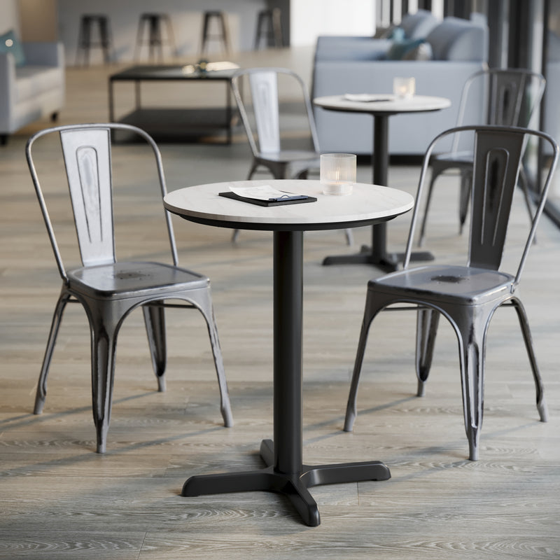 White 24" RD Tabletop-X Base