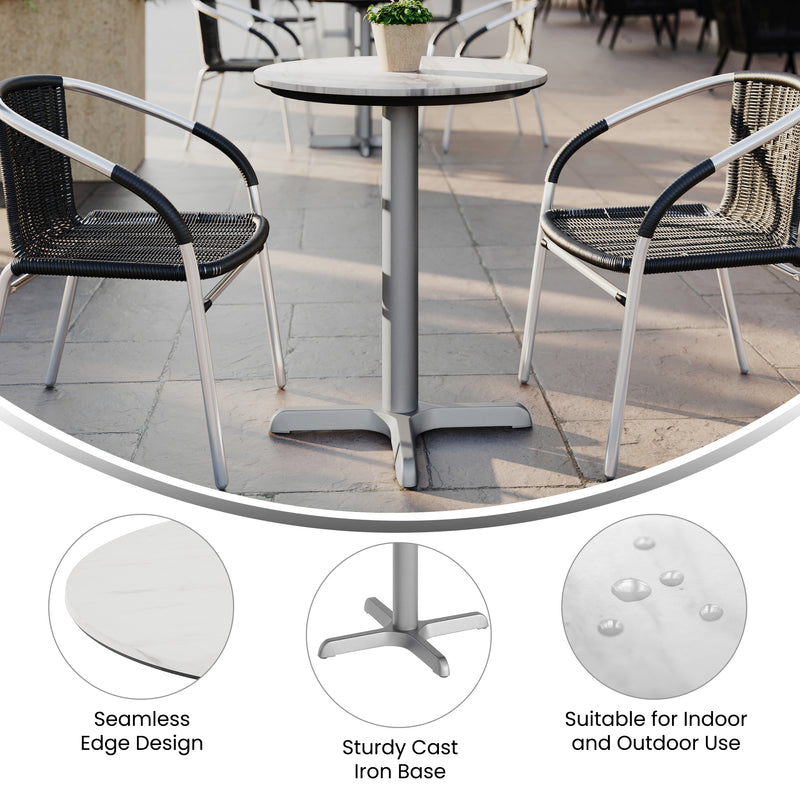 White 24" RD Tabletop-X Base