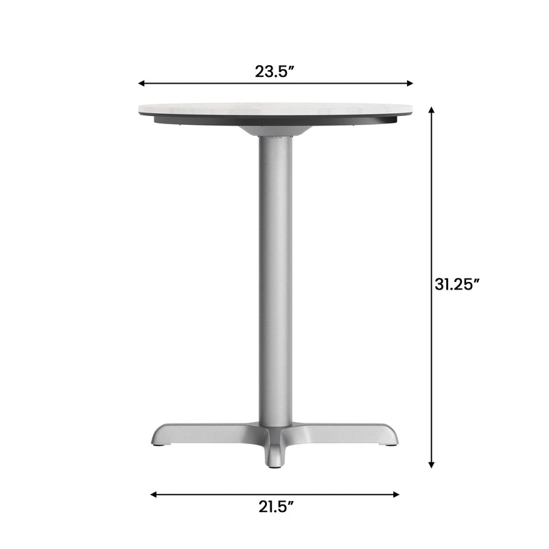 White 24" RD Tabletop-X Base