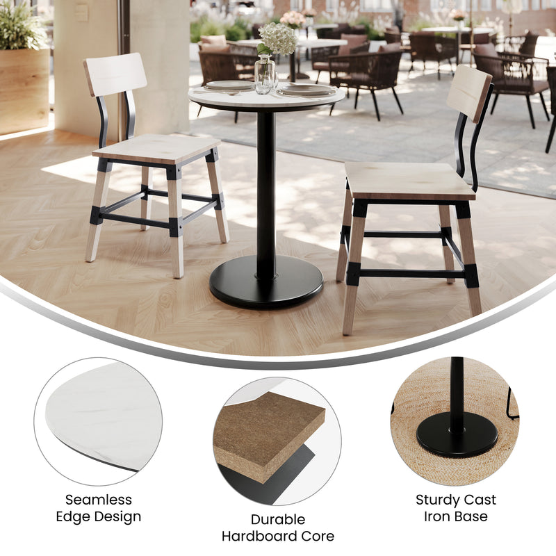 White 24" RD Tabletop-RD Base