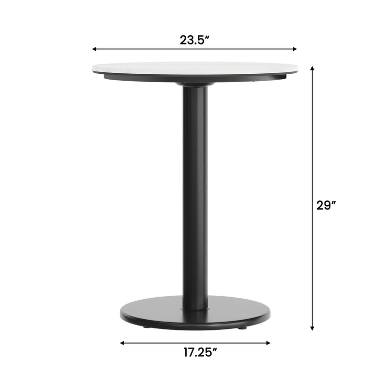 White 24" RD Tabletop-RD Base