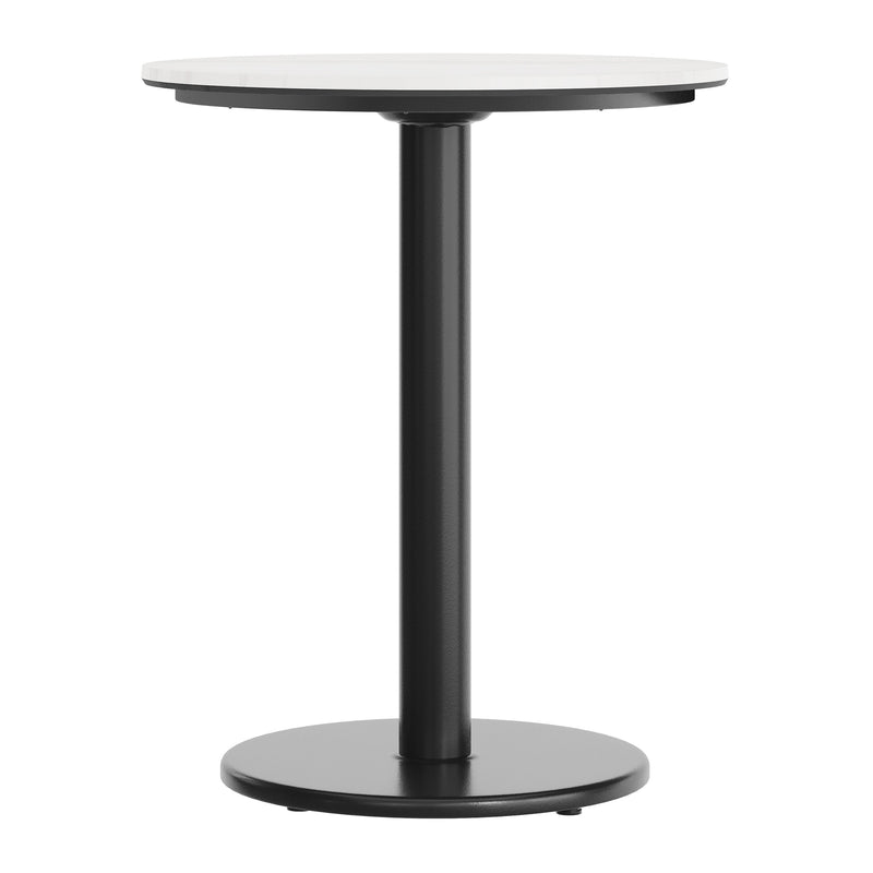 White 24" RD Tabletop-RD Base