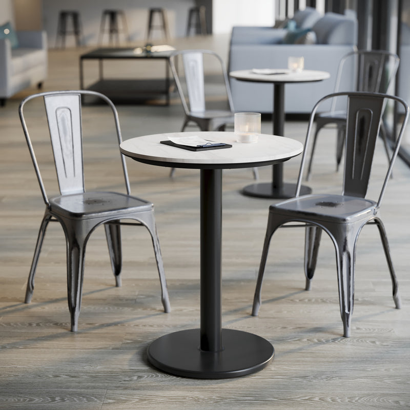 White 24" RD Tabletop-RD Base