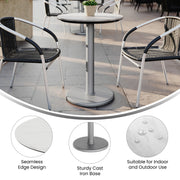 White 24" RD Tabletop-RD Base