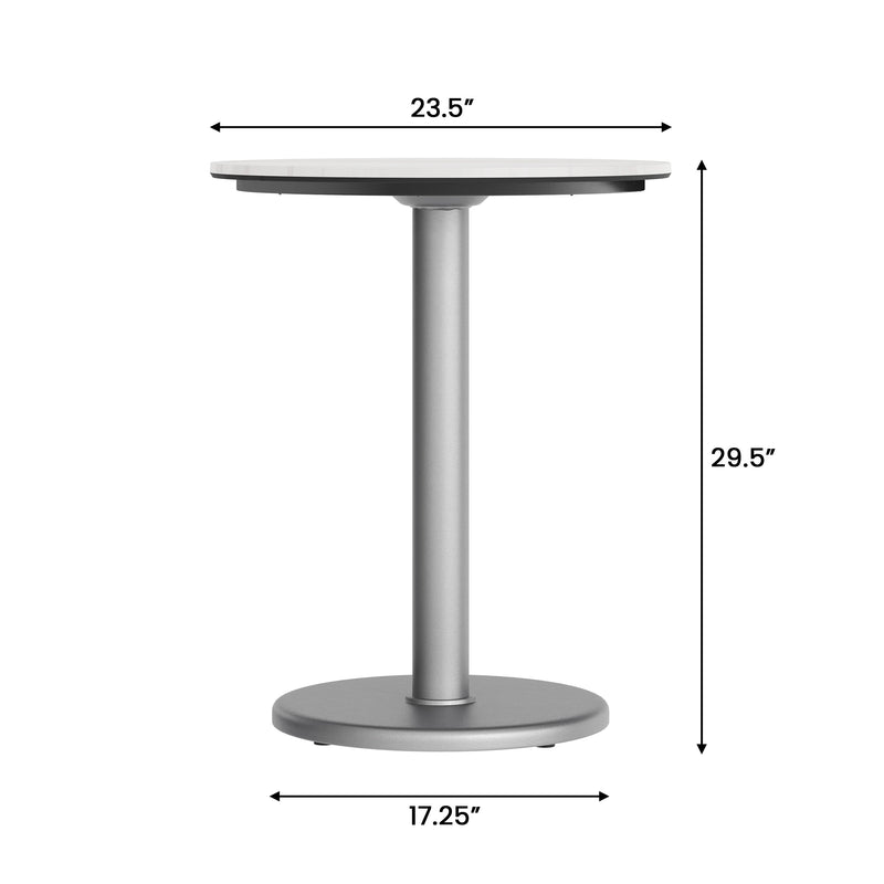 White 24" RD Tabletop-RD Base