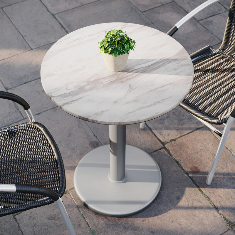 White 24" RD Tabletop-RD Base