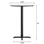WH 31.25" RD Table-Bar X Base