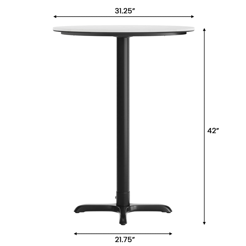 WH 31.25" RD Table-Bar X Base