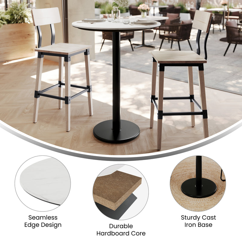 WH 31.25" RD Table-RD Bar Base