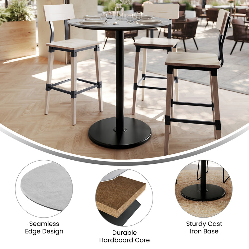 Gray 36"RD Table-RD Bar Base