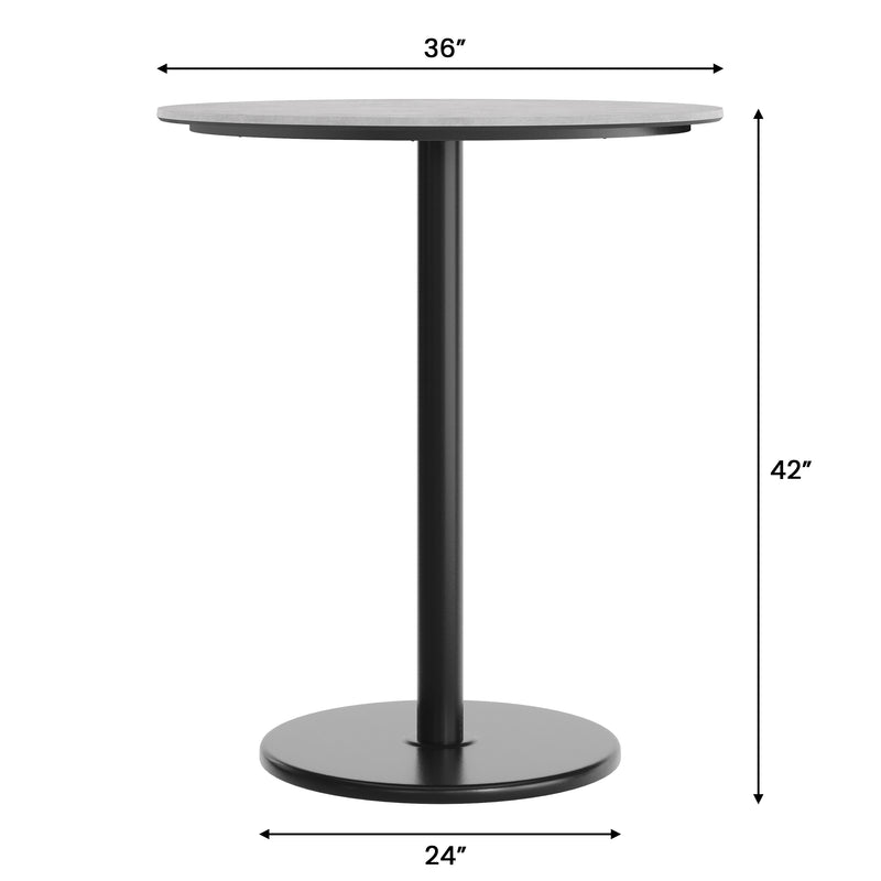 Gray 36"RD Table-RD Bar Base